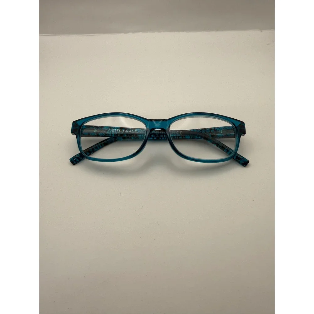Foster Grant Teal Floral Pattern Rectangular‎ Reading Glasses Blue Green 2.50